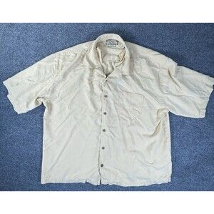 Pussers Island Reserve Shirt Mens M Yellow Hawaiian Floral 100% Silk Button Down